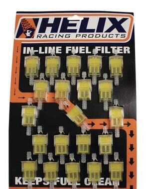 Helix Racing 118-9212 1/4” Yellow Inline Fuel Filter Stainless Mesh 21 Pack NOS